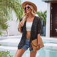 Fashion Casual Solid Color Medium Fur Ball Thin Cardigan Shirt