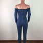 Women's One-piece Shoulder Strap Denim Jumpsuit