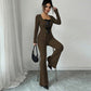 Women's Fashion Long-Sleeve Casual Pants Suit