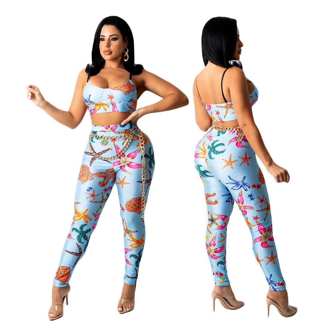 Fashion Printed Trousers Casual Two-piece Suit