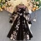 Heavy Industry Embroidered Flowers Ostrich Fur Lace Dress