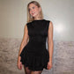 Contrast Color Round Neck Sleeveless Lace Fashion Short Dress Women