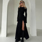 Bell Sleeve Backless Slit Slim Fit Dress