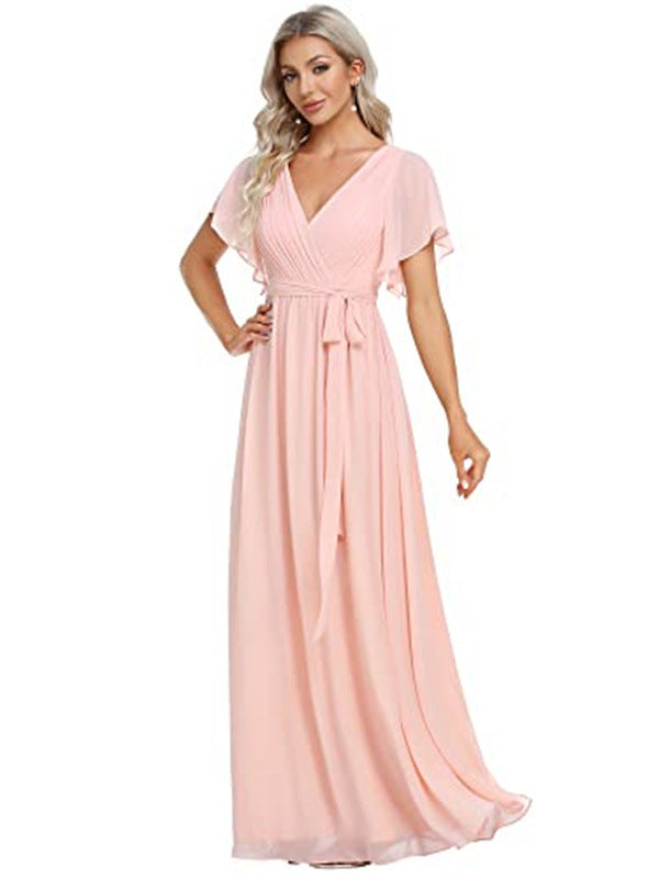 V-neck Chiffon Dress Women
