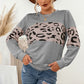 Casual Knitted Leopard Print Pullover Women's Round
