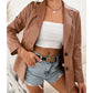 PU Motorcycle Leather Suit Jacket Top Women