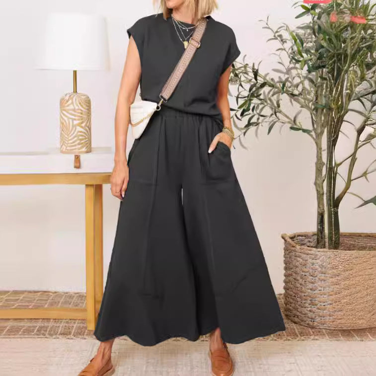 Sleeveless Colorblock Pocket Women's Suit