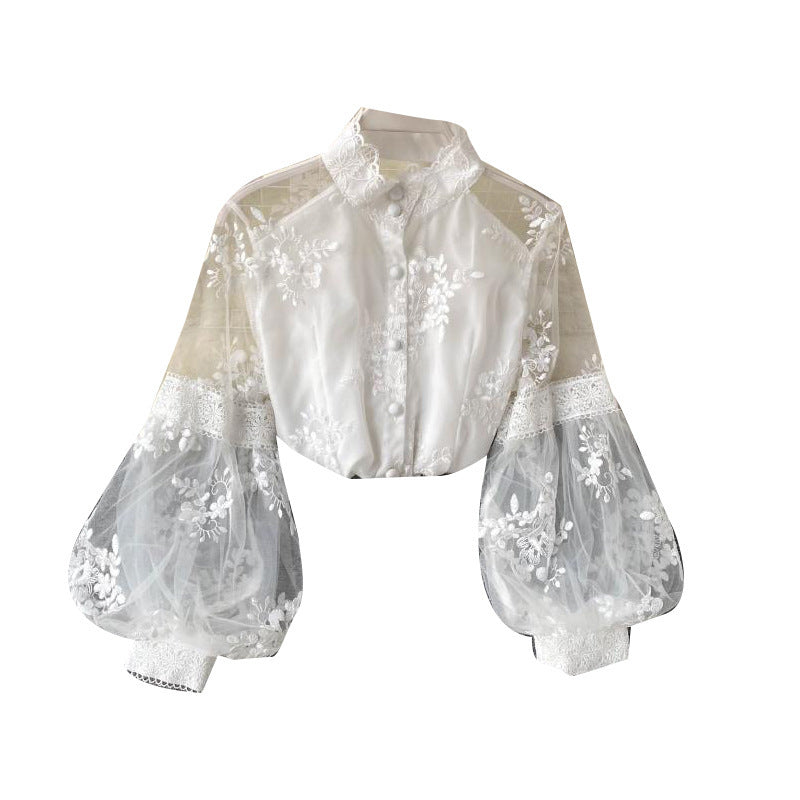 Puff Sleeve Style Slim Slimming Shirt Women