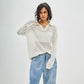 Women's POLO Loose Knit Openwork Knitted Top