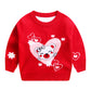 Pull chaud double épaisseur en coton à col rond avec motif chat amoureux