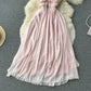 Super Fairy Temperament Sweet V-neck Pleated Pleated Skirt