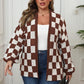 Contrast Patchwork Chessboard Plaid Loose Casual Sweater Coat