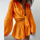 Women's Casual Fashion Pure Color Ruffles Shorts Long-sleeve Suit