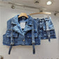 Fashion Retro Workwear Denim Suit Women
