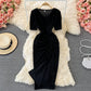 Shiny Silk Dress Temperament Goddess Waist Small Buttocks