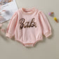 Pink Thread Long-sleeved Printed Romper