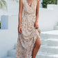 Women's Spring And Summer New Leopard Print V-neck Lace-up Long Dress