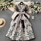 Robe longue imprimée à nouer à la taille pour femme