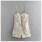 Cross-border -selling Tooling Style Three-dimensional Pocket Sling Lace-up Waist Shorts