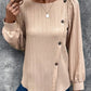Women's Fastener Decoration Crew Neck Casual Solid Color Long-sleeved Shirt