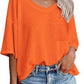 Women's Temperament Fashion V-neck Pocket Short-sleeved T-shirt