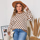 Women's Large Size Plaid Contrast Color Sweater
