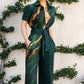 Women's Fashion Printed Long Sleeve Lapel Loose Casual Jumpsuit