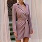 Lapel And Waist Tight Design Lace Up Dress