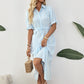 Striped Shirt-style Dress With Puff Sleeves And A Lapel Neckline