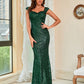 Green Suspenders Mid Waist Party Evening Dress