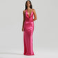 Women's V-neck Halter-Neck Lace-Up Bodycon Dress