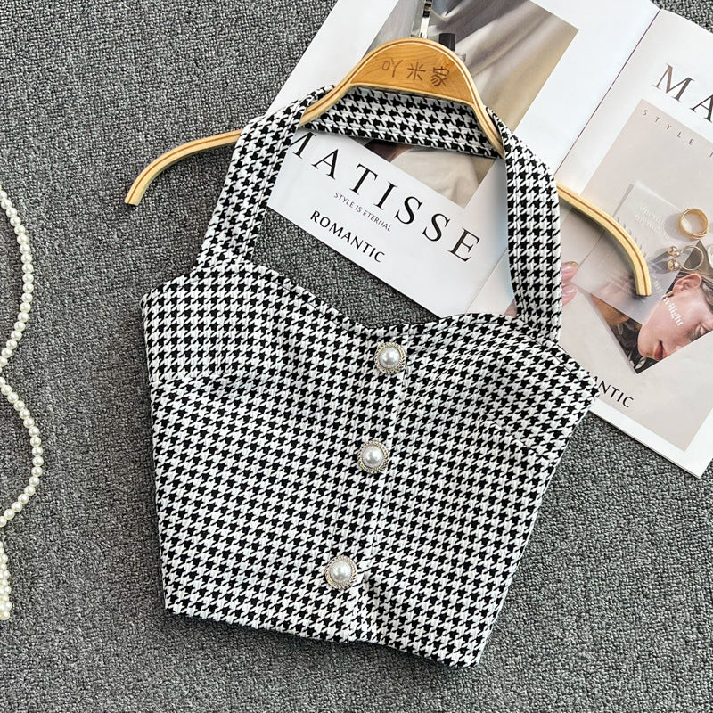 Fashionable Houndstooth Camisole Design Sense