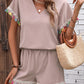 Women's Suit V-neck Short Sleeve Top Shorts