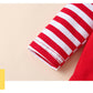Christmas Print Striped Romper With Hat Three-piece Suit