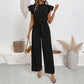 Flying Sleeves Small Stand Collar High Waist Women's Jumpsuit