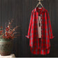 Chemise à carreaux mi-longue ample à manches longues pour femme