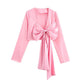 Niche Design Bow Decoration Long Sleeve Shirt Sweet Elegance