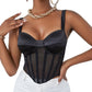 Christmas Sling Splicing  Mesh Perspective Vest