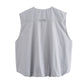 Pleated Hem Sleeveless Loose Vest