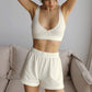Breathable Waffle Underwear And Shorts Two-piece Suit Fashion