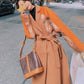 Wool Plaid Stitching Retro Long Thick Warm Women's Jacket