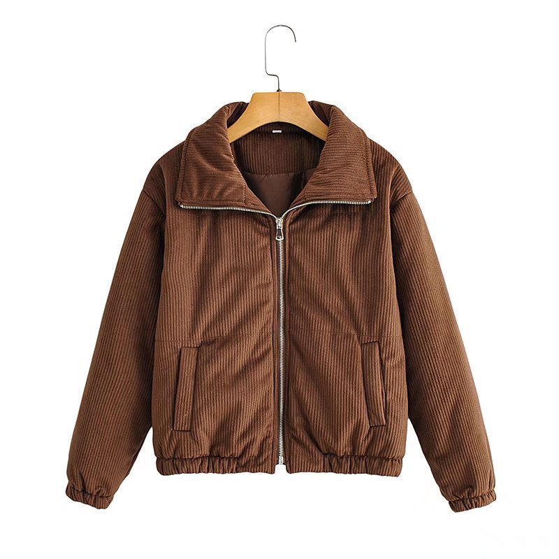 Manteau matelassé en velours côtelé et coton pour loisirs urbains et mode urbaine
