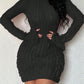 Cuff Slits Old Pure Color Dress