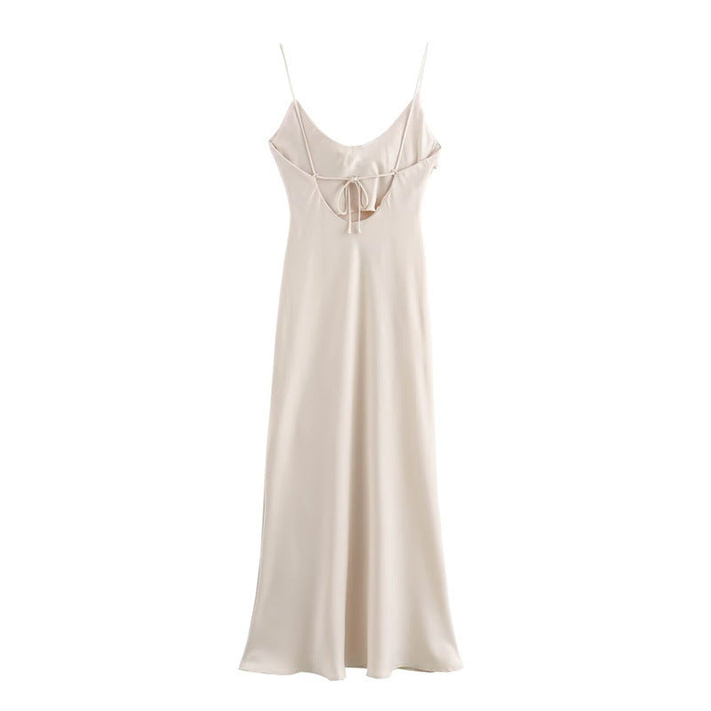 Slim Fit Mid-pleated Suspender Women's Dress