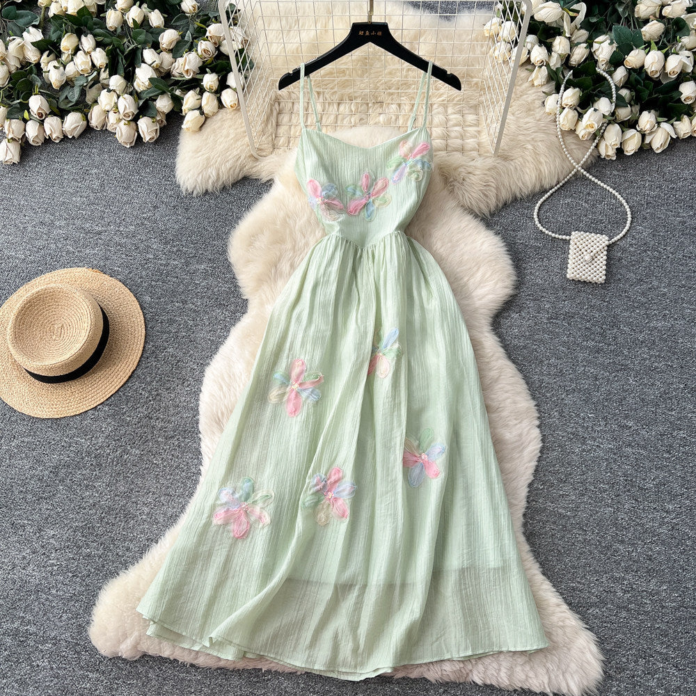 French-style Vacation-look Sweet Strap Dress For Women