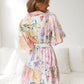 Women's Lantern Short Sleeve Belt Single-breasted A- Line Dress