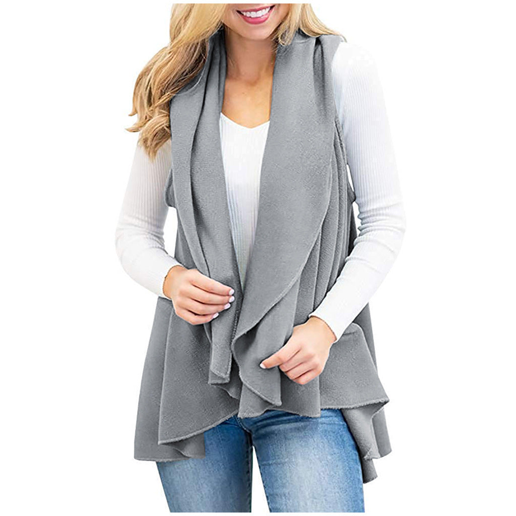 Fashionable Sleeveless Solid Color Cashmere Vest Women