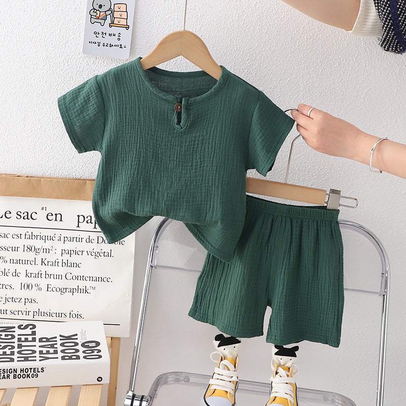 Children's Round Neck Short Sleeve Suit For Girls