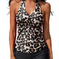 Two-piece Split Strap Drawstring Swimsuit With Boyshorts
