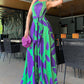 Green Printing Casual Lace Up Jumpsuit
